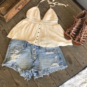 American Eagle boho crochet halter top